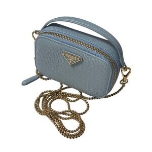 Prada Saffiano Triangle Shoulder Bag Sky Blue